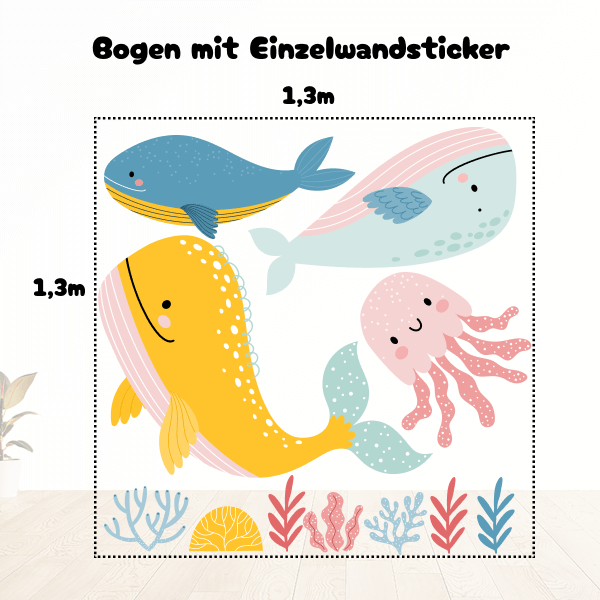 Wandtattoo “Stickerbogen Meerestiere”